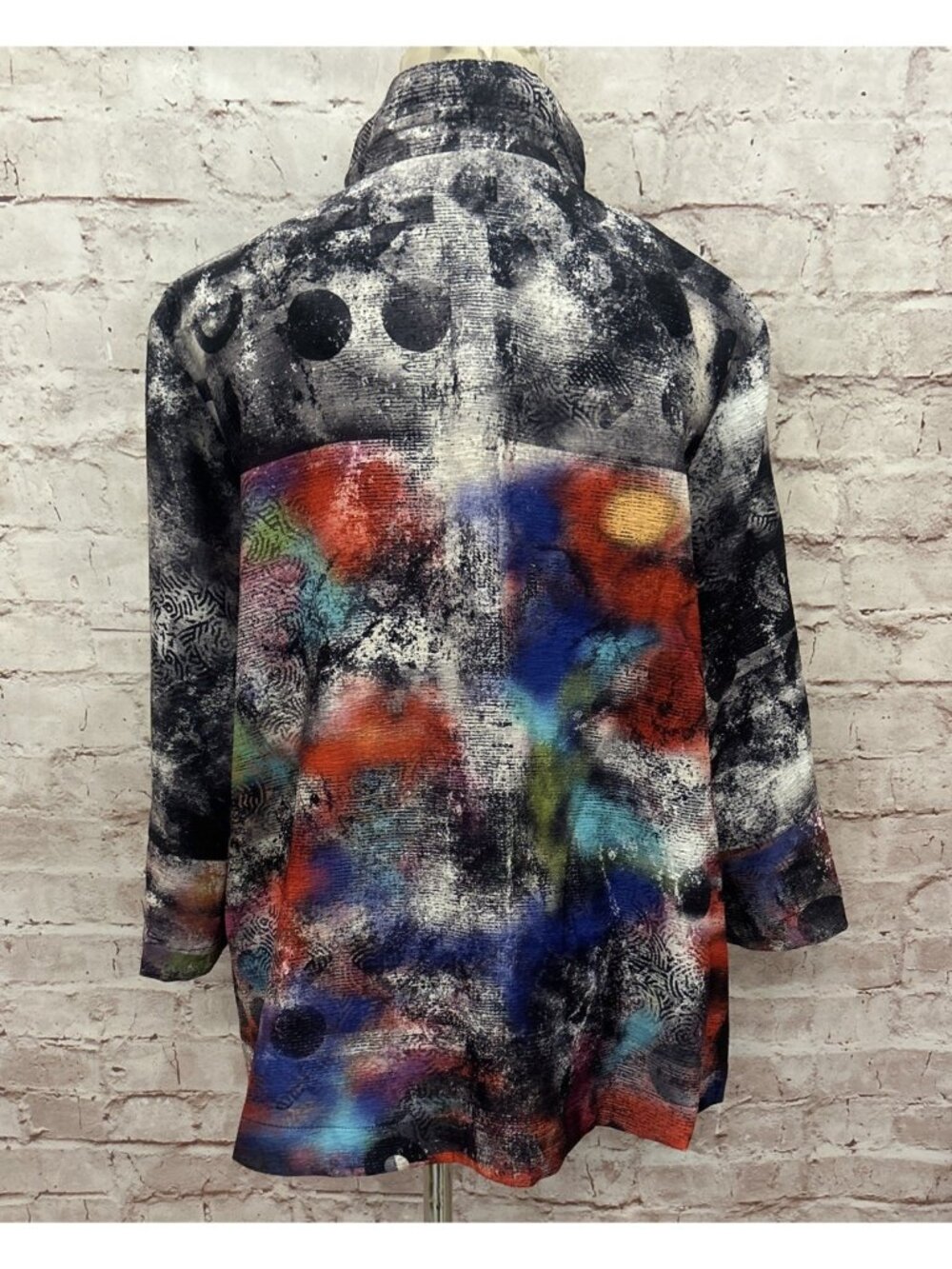 ALI MILES Petite Large Structured Collar Colorful Art to Wear Jacket Top Size PL - Picture 3 of 4